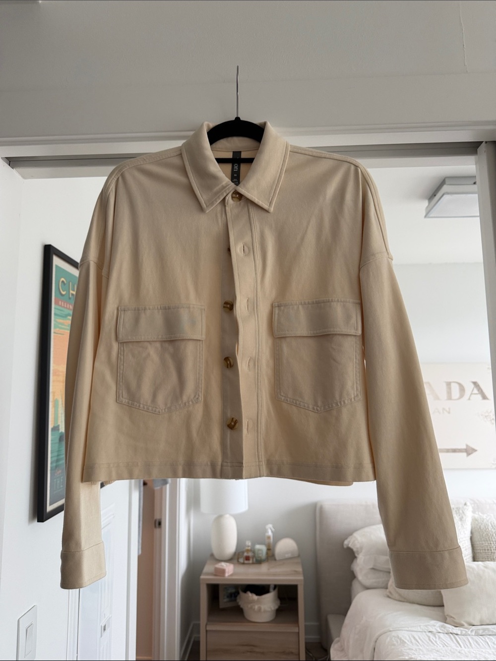 Vuori Cream Button-Front Crop Jacket - Picture 1 of 3